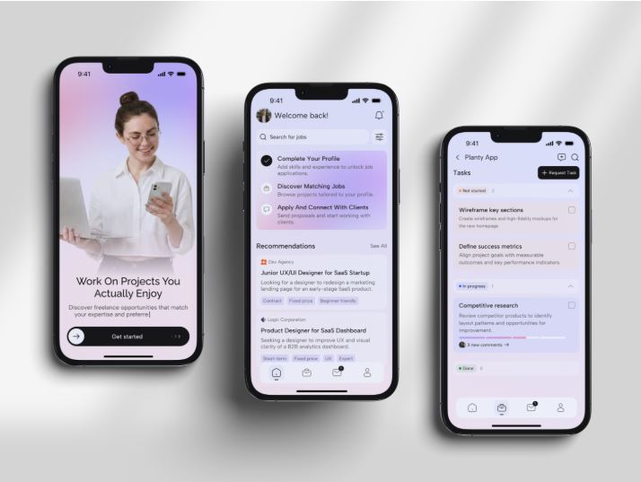 Freelancer mobile app UI UX design project by Magniqa
